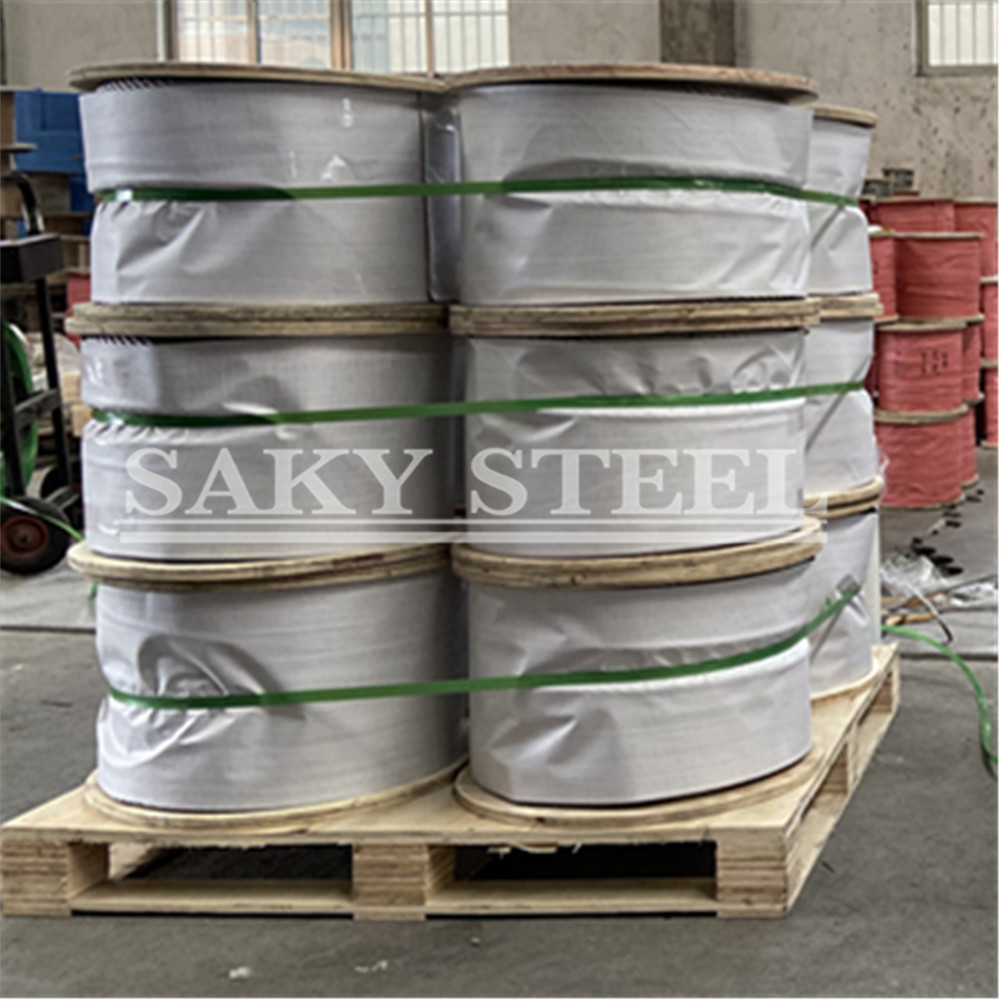Stainless steel wire rope reels packed on export pallet