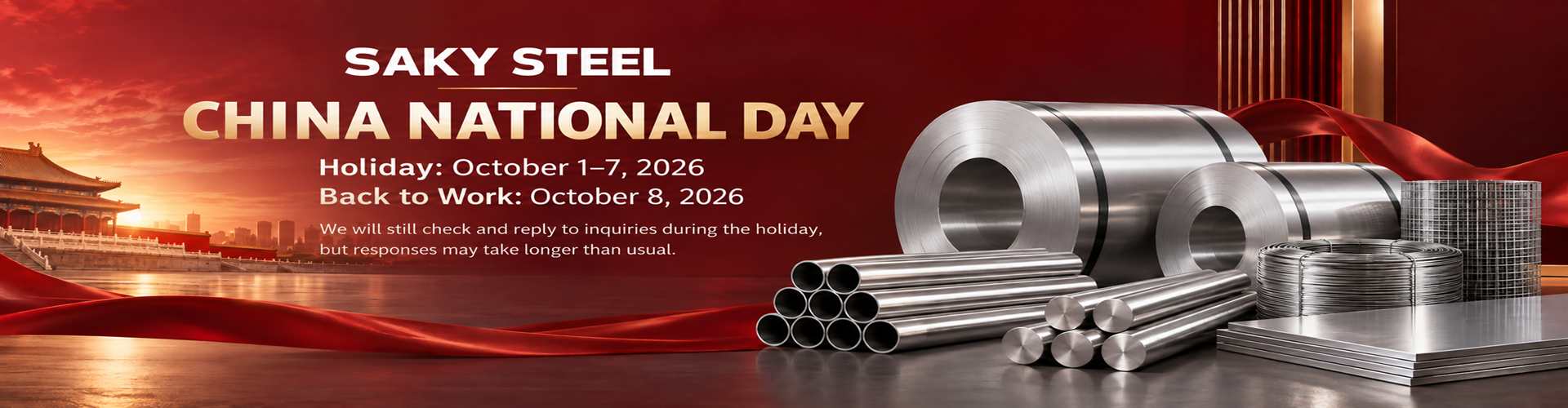 SAKY STEEL China National Day Holiday Notice 2026