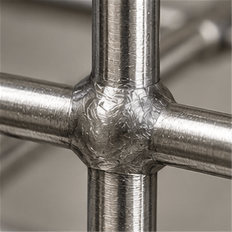 Close-up of stainless steel welded wire mesh resistance welded joint